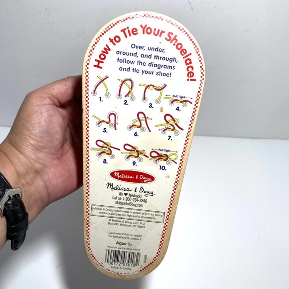 MELISSA and DOUG Deluxe Wood Lacing Sneaker Learn to Tie a Shoe Educational - Picture 2 of 10